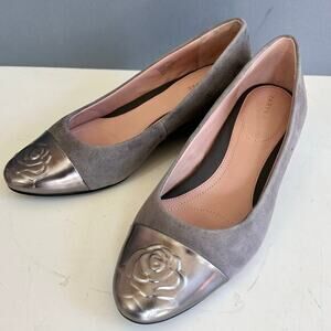 Taryn Rose shoes size 9.5 Babe heels pump gray metallic office wedding party NEW
